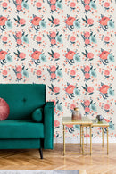 Pink and Blue Watercolor Flowers Wallpaper