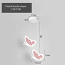 Pink and gray heart blossom butterfly led chandelier bedroom light
