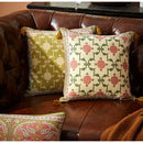 Pink and green datura flowers print cushion cover living room decor