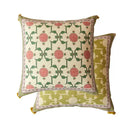 Pink and green datura flowers print cushion cover living room decor