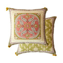 Pink and green datura flowers print cushion cover living room decor