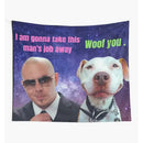 Pink and purple bulldog fun tapestry bedroom wall hanging