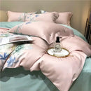 Pink and teal floral egyptian cotton bedding set bedroom duvet cover