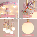 Pink and white unicorn led pendant ceiling light for children room