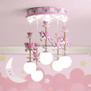 Pink and white unicorn led pendant ceiling light for children room