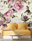 Pink and White Vintage Peonies Wallpaper Mural