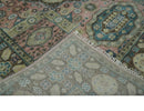 Pink, Beige and Olive Hand knotted Medallion Mamluk Design 8x10 wool Area Rug