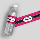 Pink Black Birthday Water Bottle Labels