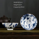 DecorBites™ Blue and White Porcelain Hand-Painted Tea Cups - Set of 1