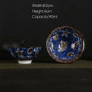 DecorBites™ Blue and White Porcelain Hand-Painted Tea Cups - Set of 1