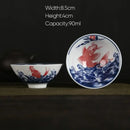 DecorBites™ Blue and White Porcelain Hand-Painted Tea Cups - Set of 1