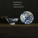 DecorBites™ Blue and White Porcelain Hand-Painted Tea Cups - Set of 1