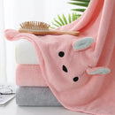 Pink bunny face towel cartoon soft hand decor for bathroom