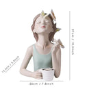 Pink butterfly fairy resin statue bedroom desktop figurine with tray
