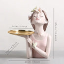 Pink butterfly fairy resin statue bedroom desktop figurine with tray