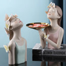 Pink butterfly fairy resin statue bedroom desktop figurine with tray
