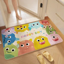 Pink cartoon print plush bathroom mat soft absorbent entrance rug