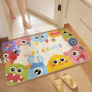 Pink cartoon print plush bathroom mat soft absorbent entrance rug