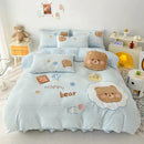 Pink cartoon rabbit applique bedding set for bedroom comfort