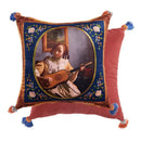 Pink cat print velvet throw pillow case with tassels living room