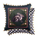 Pink cat print velvet throw pillow case with tassels living room