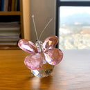 Pink & clear crystal butterfly figurine bedroom decor ornament