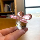 Pink & clear crystal butterfly figurine bedroom decor ornament
