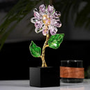 Pink & clear crystal sunflower metal sculpture living room decor