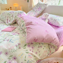 Pink & cream cotton cartoon printed bed set bedroom bear decor