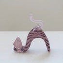 Pink crystal cat figurine living room wavy glass kitten statue