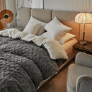 Pink diamond cashmere duvet cover bedroom plush blanket pink & white