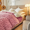 Pink diamond cashmere duvet cover bedroom plush blanket pink & white