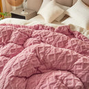 Pink diamond cashmere duvet cover bedroom plush blanket pink & white