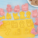 Pink dog and cat cookie cutters set kitchen 3d biscuit molds