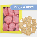 Pink dog and cat cookie cutters set kitchen 3d biscuit molds