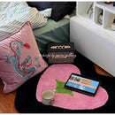 Pink embroidered dragon velvet pillow cover living room decor