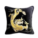 Pink embroidered dragon velvet pillow cover living room decor