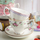 Pink floral bone china flower tea cup set dining room phnom penh trim