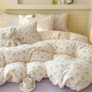 Pink floral double layer yarn bedspread set bedroom bedding