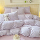 Pink floral double layer yarn bedspread set bedroom bedding