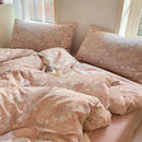 Pink floral double layer yarn bedspread set bedroom bedding