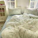 Pink floral double layer yarn bedspread set bedroom bedding