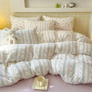 Pink floral double layer yarn bedspread set bedroom bedding