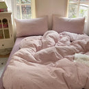 Pink floral double layer yarn bedspread set bedroom bedding