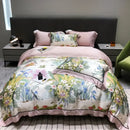Pink floral eucalyptus lyocell flowers duvet set bedroom bedding