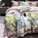 Pink floral eucalyptus lyocell flowers duvet set bedroom bedding