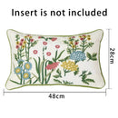 Pink flower farmhouse cushion cover cream embroidered living room