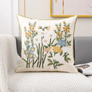 Pink flower farmhouse cushion cover cream embroidered living room