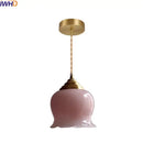 Pink glass copper led pendant light for kitchen kitchen decor