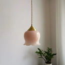 Pink glass copper led pendant light for kitchen kitchen decor